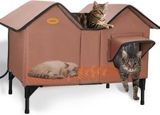 Extra Large Heated Cat House for Outside in Winter, Elevated Heated Outdoor C...