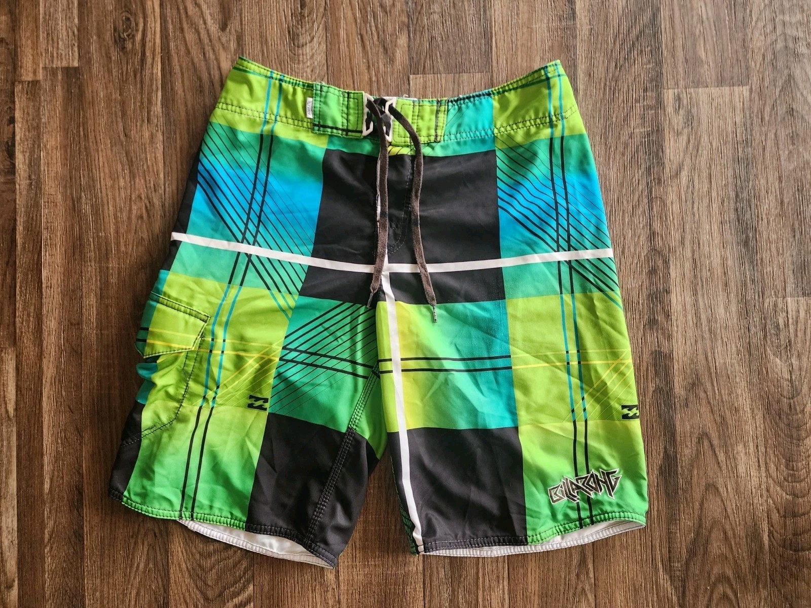 Billabong Airlite Stretch Surf Board Shorts Swim Trunks Mens Size 32 Green Black