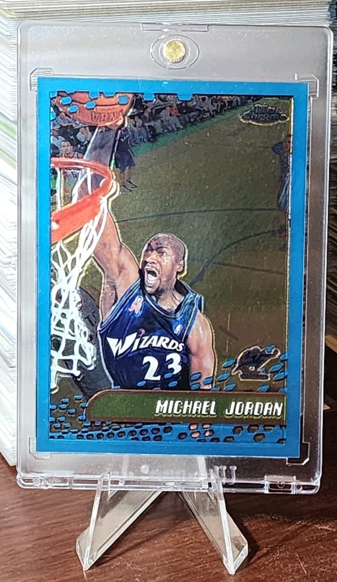 2001-02 Topps Chrome  #95 Michael Jordan Wizards HOF Blue Front And Back