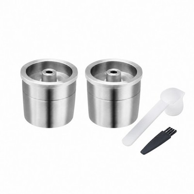 2 Pieces Refillable Capsule Compatible Reusable Coffee Capsule Easy to Use