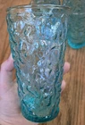 Vintage Anchor Hocking Lido Milano Aquamarine Crinkle Glass Tumblers *Set Of 5*