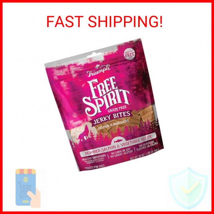 Triumph Free Spirit Grain Free Salmon and Vegetable Recipe Jerky Bites Soft Dog 