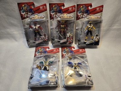 5 New In Package Power Rangers Super Samurai Shogun, Red, Yellow, Green, Blue