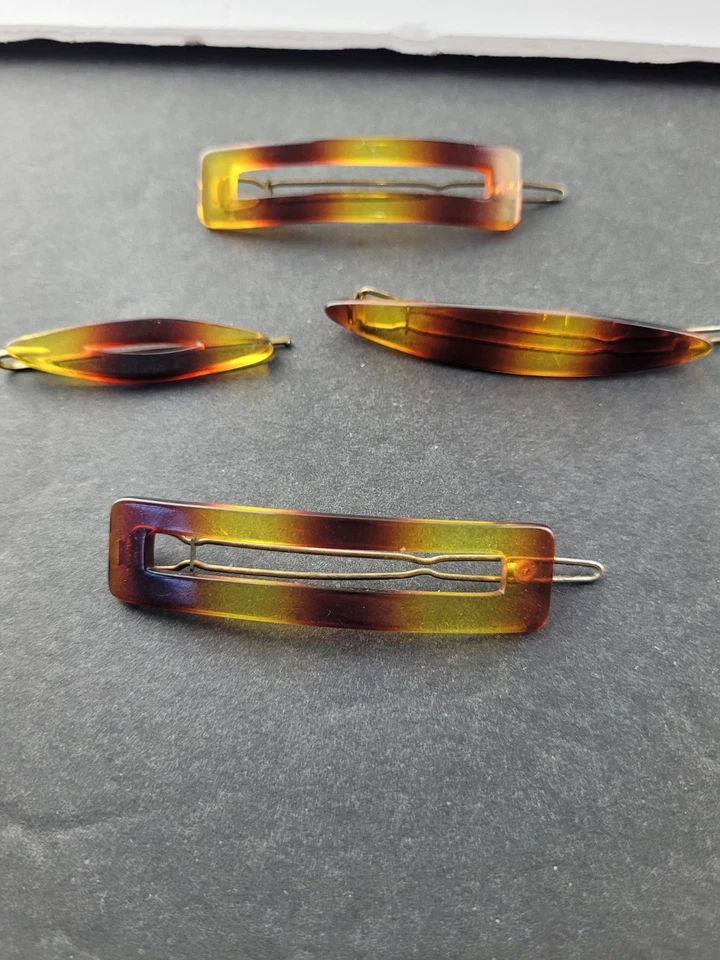 Lote de pasadores vintage de imitación de caparazón de tortuga y 1 pasador Bobby Foto 3 de 4