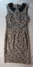 French Connection - Size 8 - Black & Beige Lace Print Shift Dress
