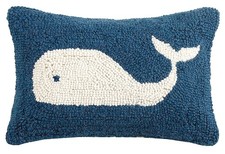 Peking Handicraft 30JSS757C12OB Whale Hook Pillow, 8X12 Throw Pillow, Blue