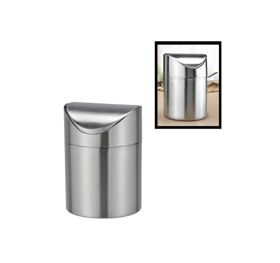 Bambelaa! Tisch Abfalleimer Tischmülleimer Küchenabfall aus Edelstahl (2er Set) - Bild 3 von 4