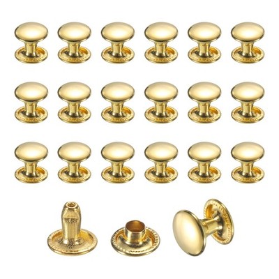 50 Sätze Leder Nieten doppelt 8mm Durchmesser, Rohrbolzen 8mm, gold
