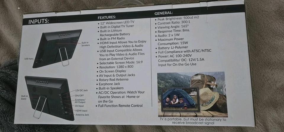 SuperSonic 12" SC-2812 Portable Widescreen LCD Display with Digital TV Tuner - Image 2 of 2