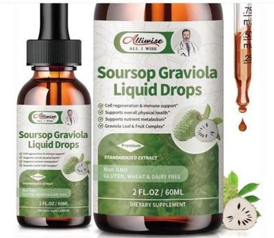 Lot of 11 Alliwise Soursop Graviola Liquid Drops for Cell regeneration & Immune