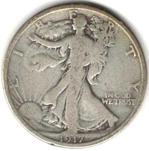 1917 Walking Liberty Half Dollar in VERY GOOD condition ~  SEE THE SCAN  ha7