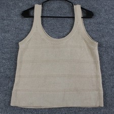 Jenni Kayne Top Womens XS Sweater Tank Oatmeal Cotton Scoop Neck Minimalist