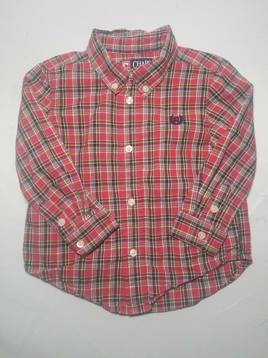 Chaps Infant Boys Red Plaid Long Sleeve Button Down Dress Shirt Size 24M. |  eBay