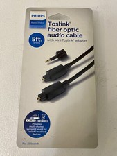 Philips Toslink Fiber Optic Audio Cable w/ Mini Toslink Adapter 5 Feet
