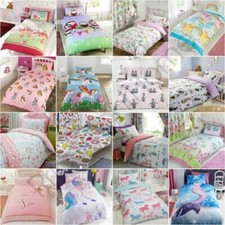 GIRLS SINGLE DUVET COVER SETS - UNICORNS, BUTTERFLIES, PRINCESS, OWLS MORE