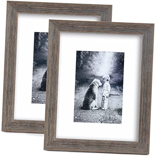 8x10 Wooden Picture Frame with Mat 5x7, Rustic Solid Wood 8x10