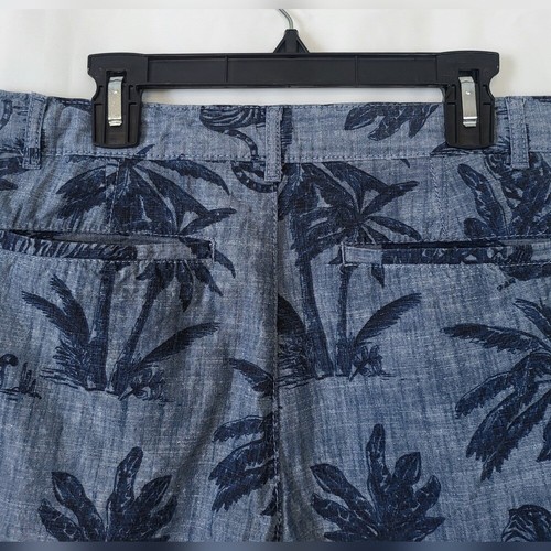 Children's Place Boys Preppy Blue Tiger Palm Tree Chambray Chino Shorts Sz 14 - Picture 6 of 7