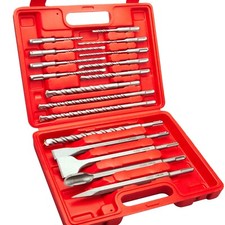 TOPEX 17-Pcs METRIC SDS Rotary Hammer Drill Bits Set & Chisel Bits Hole Tool Set