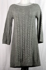 Democracy Gray 3/4 Sleeve Acrylic/Wool Cable Knit Sweater Dress XS