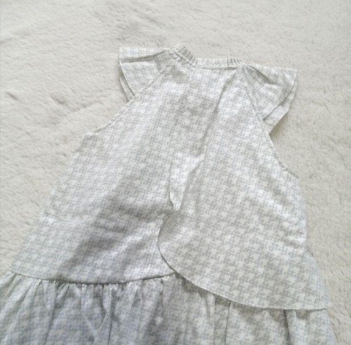 Baby Dior 2-piece Set Dress Pants Ruffled Houndstooth Pattern Gray Blue Cotton - Picture 4 of 12