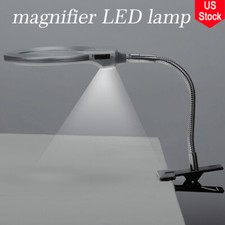 LED Clip-on Magnifying Glass Lamp Floor Stand Adjustable Lighting Reading Lamp