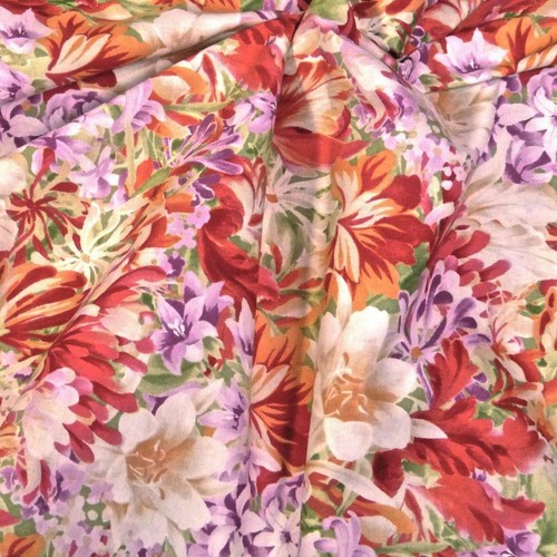 Packed Floral, Tangerine Orange, Red, Ivory, Lavender, An SSI Cotton BTHY or BTY - Picture 4 of 4