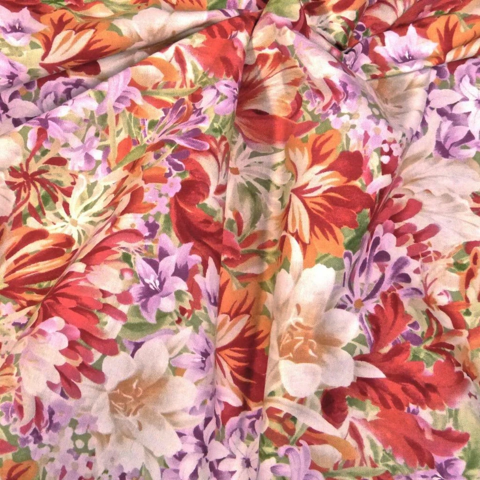Packed Floral, Tangerine Orange, Red, Ivory, Lavender, An SSI Cotton BTHY or BTY - Image 4 of 4