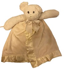 Bearington Baby Collection White bear plush lovey blankie security blanket Satin