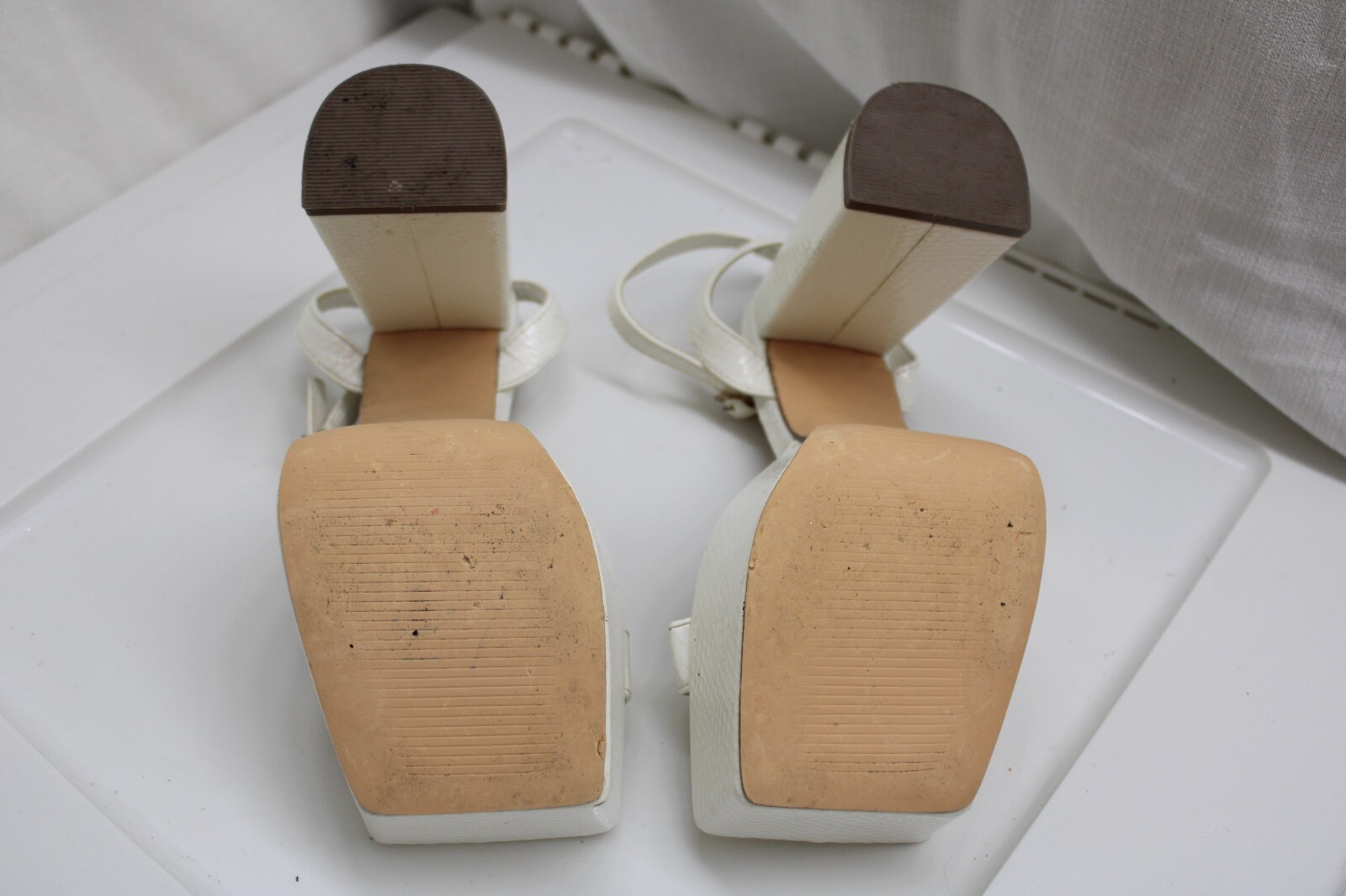 Women's White Python Patent Leather 4" Platform W… - image 8