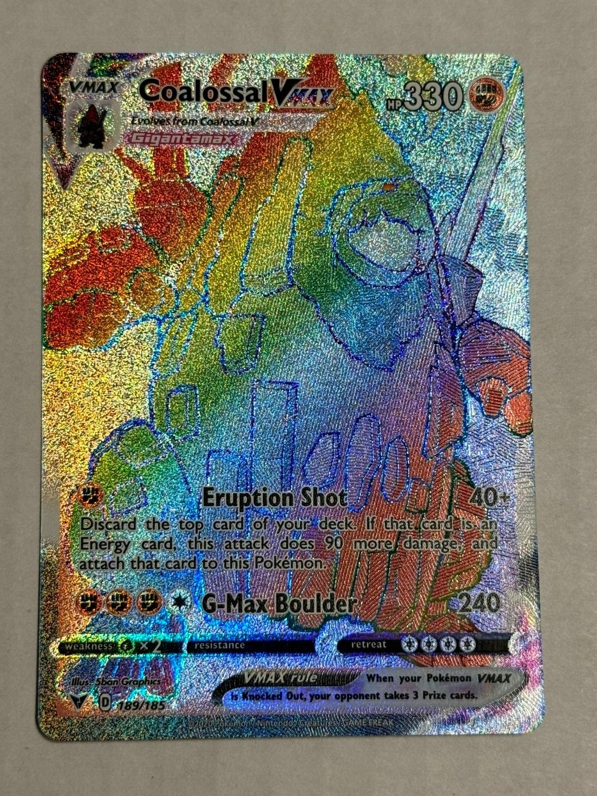 Coalossal VMAX - 189/185 - Pokemon Vivid Voltage Sword Shield Secret Rare NM