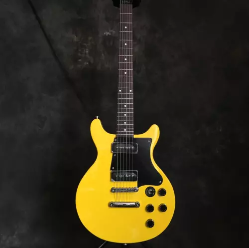 Custom Double Cutaway LP Junior Electric Guitar P90 Pickups Yellow Fast Shipping