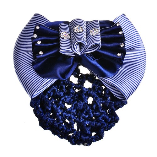 Women Satin Bow Barrette Double Bowknot Hair Net Hair Bun Barrette Hair Clip▱ - Picture 93 of 109