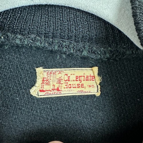 VTG 1950's Collegiate House Letterman Wool Varsity Jacket Size 42 USA Made Black - Picture 4 of 12