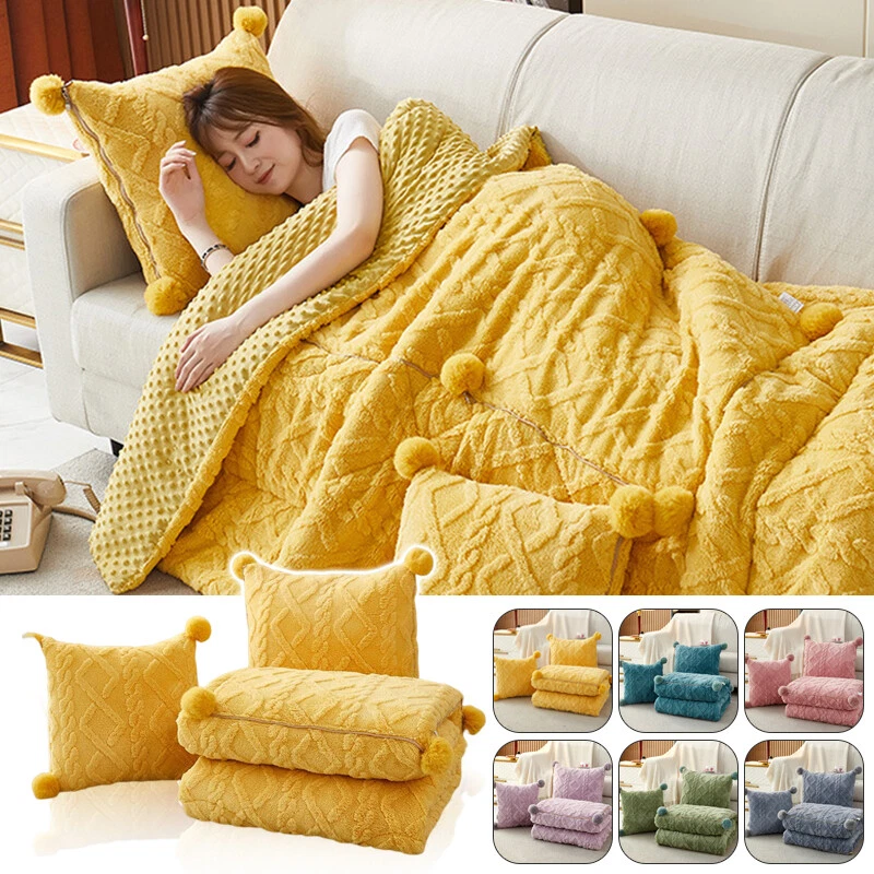 Taff Velvet 2In1 Foldable Plush Throw Pillow Quilt Car Sofa