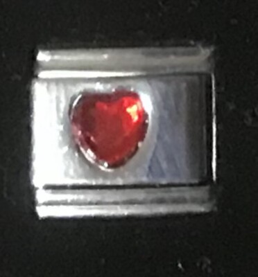 Rhinestone Heart Wholesale Italian Charm Enamel Link 9MM K18 Style Red