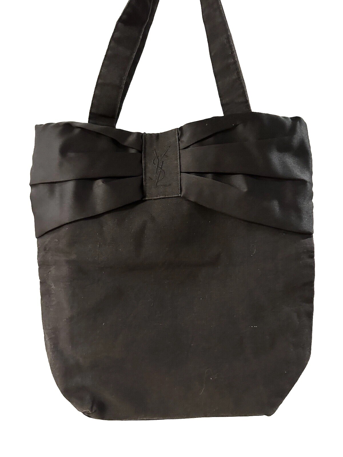 AUTENTICA BORSA A TRACOLLA YVES SAINT LAURENT YSL LOGO TELA TOTE NERA