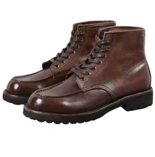 New Handmade Dark Brown Leather Formal Ankle Lace Up Biker Boots For Mens