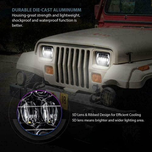 5x7'' 7x6'' inch H4 LED Headlights Bulbs Hi/Lo DRL for 1983-2004 Toyota Hilux - Picture 3 of 12