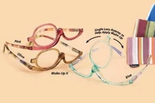 Calabria Make-Up II Reading Glasses Left & Right eye Rotating Lens w/ Carry Case