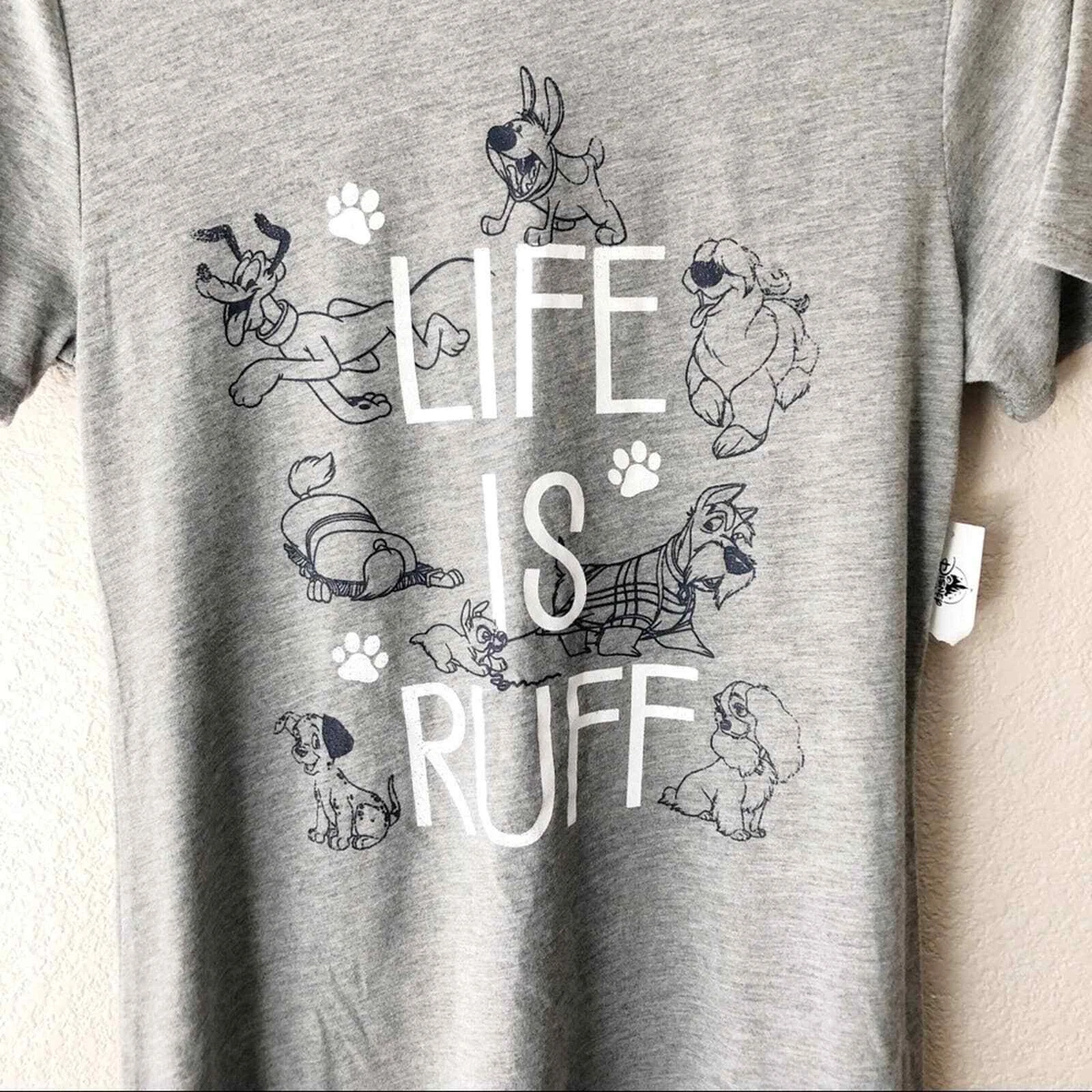 Disney land Parks grey life is ruff dog shirt NWT eBay