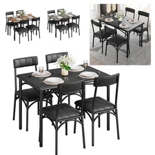 5 Pieces Set Kitchen Dining Table with 4 Chairs Seat Breakfast Home Furniture