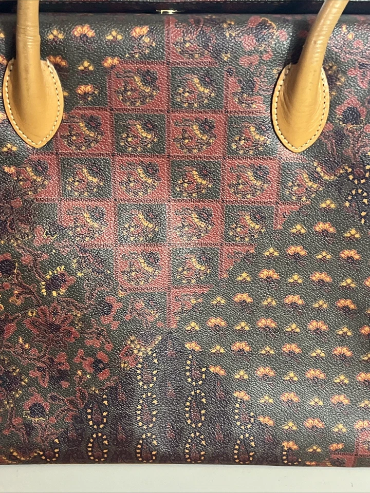 Bolso de Mano Escada Marrón Floral Cartera Cierre Plegable Magnético Porta Archivos Bolso Foto 3 de 4