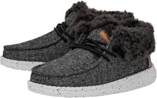 Hey Dude Wendy Youth Girls Fold Stitch Cozy Slip On Shoes Black Size 1