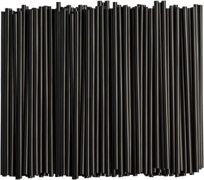 Comfy Package [250 Count] 7.75'' High Black Straws, Disposable Plastic Drinking S