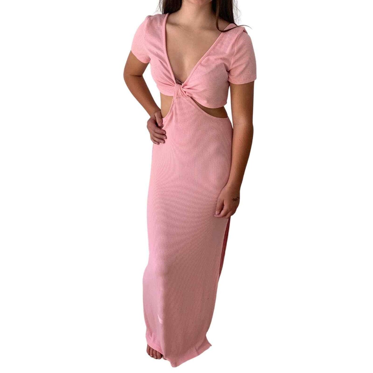 white christmas dresses SHEIN L'Amorae Ruffle Asymmetrical Hem Cut Out Dress – PINK SHOP EG