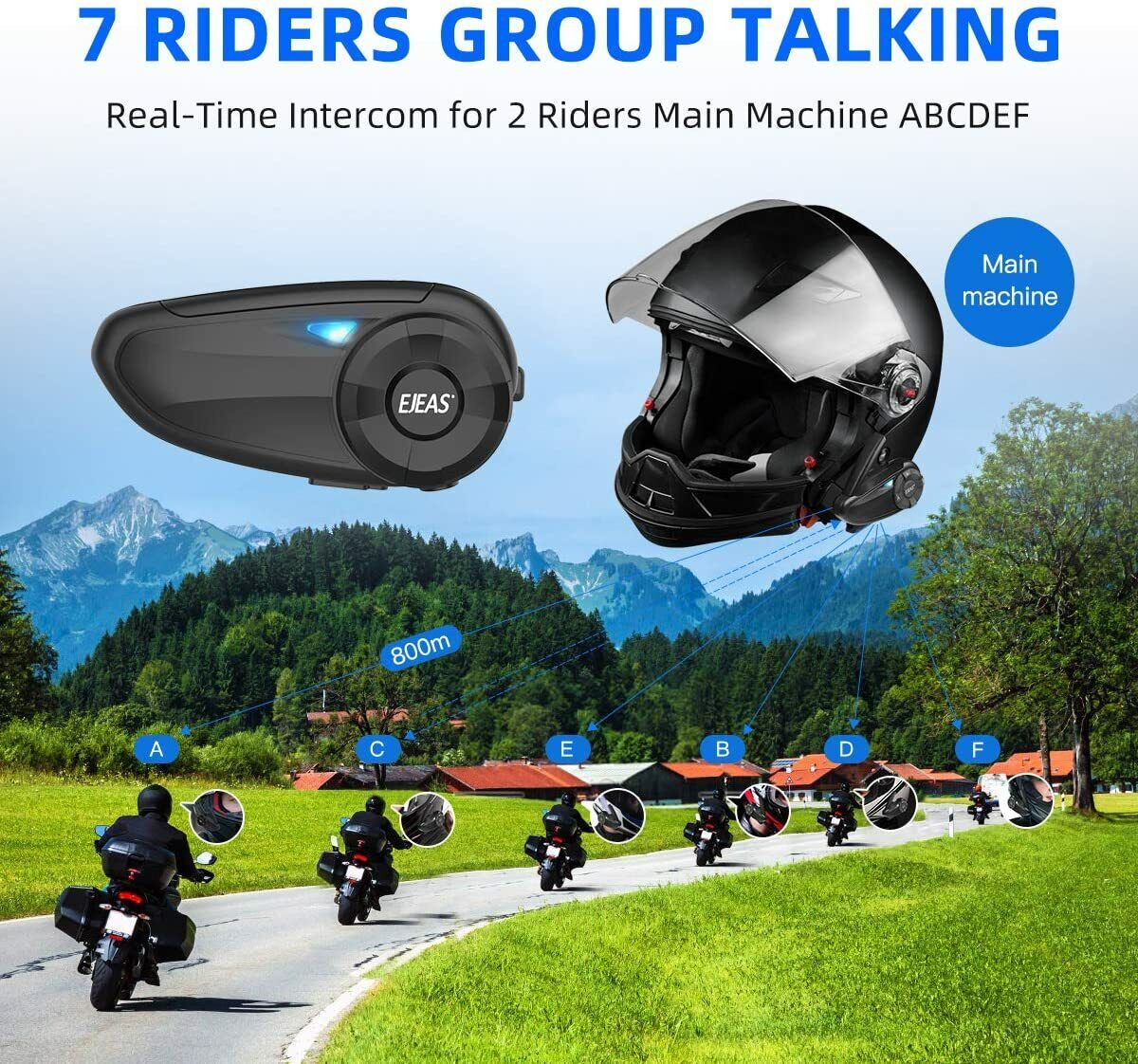 Intercomunicador Moto Bluetooth 5.0 Motorcycle Intercom Headset 7 Riders FM  Q7