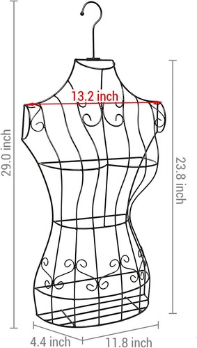 Black Metal Wire Mannequin Frame Hanging Dress Form Display Stand Garment Rack - Picture 4 of 4