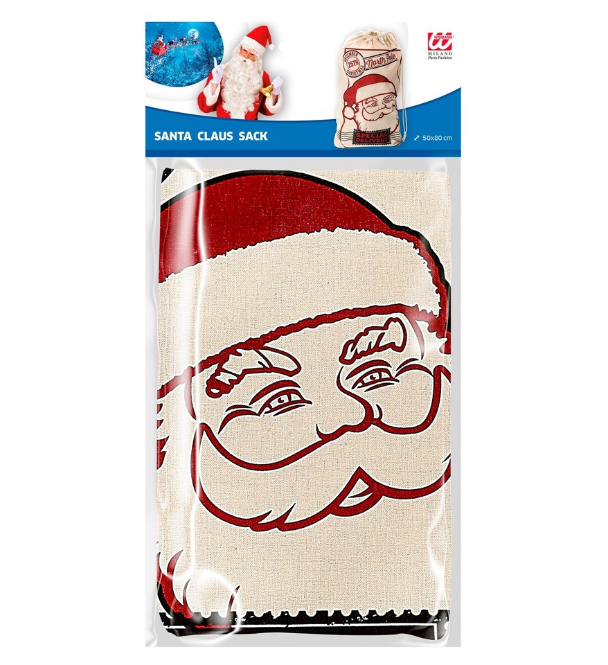 Adventa Personalisierbarer Weihnachtsmann-Sack Aus Sackleinen – Größe L, Mit Kordelzug & Foto-Einsatz