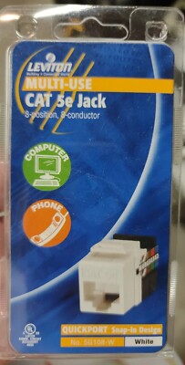 Leviton Quickport CAT 5e R26-5G108-W Jack Multi-Use White