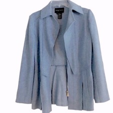 Etcetera Size 8 Wool Blend Blue Zip Front Statement Blazer Jacket Pea Coat